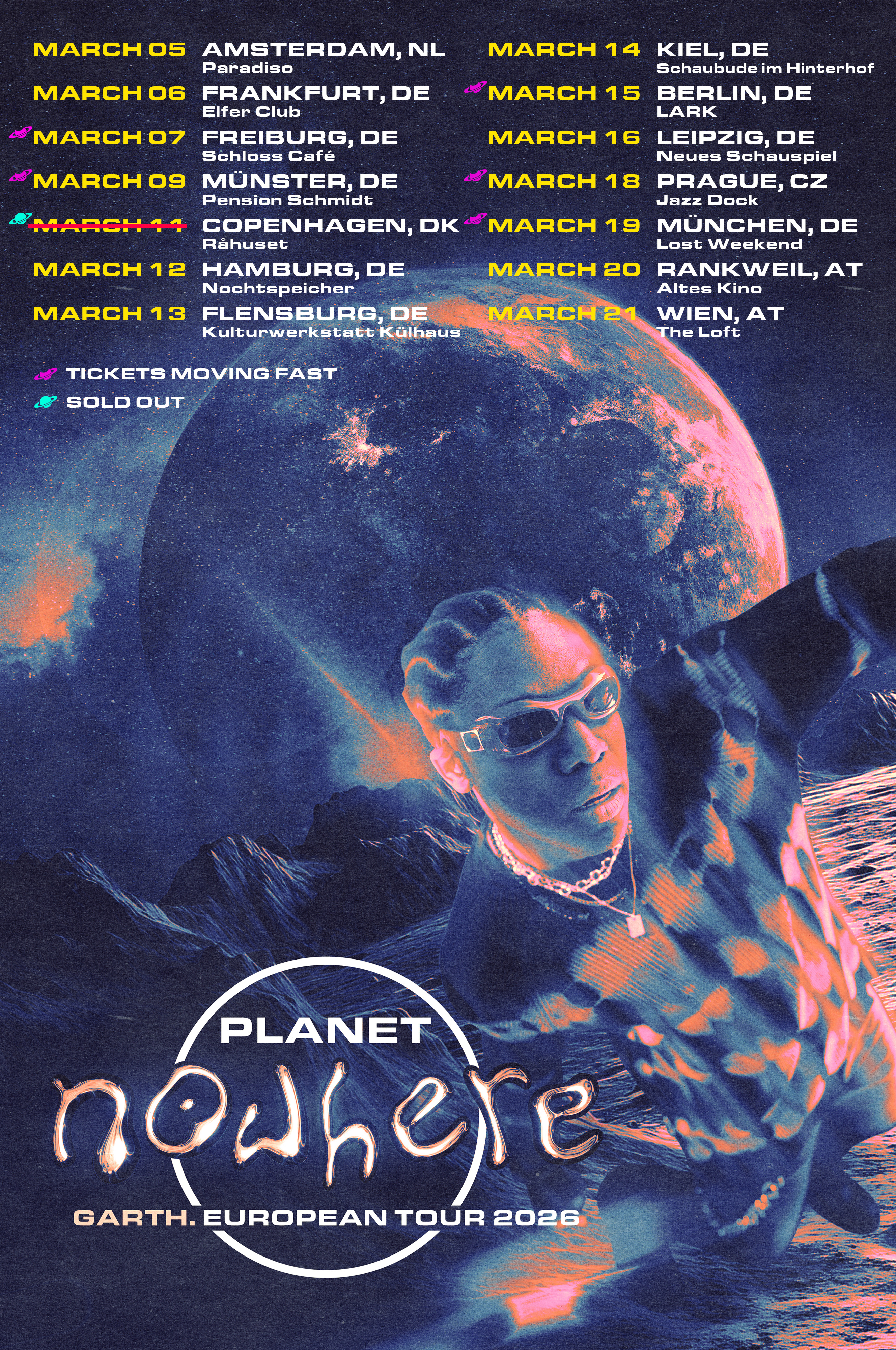 Garth. European Tour March 2026